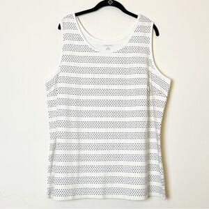 Land’s End Plus Size Vertical Polka Dot Knit Tank, Size 3X Black/White